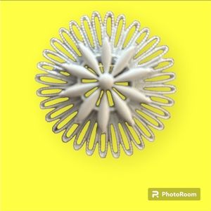 Vintage white pin metal 2”